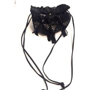 Rita Diana for Mylinka Mixed Media Evening Bag Black Silk Fringe
